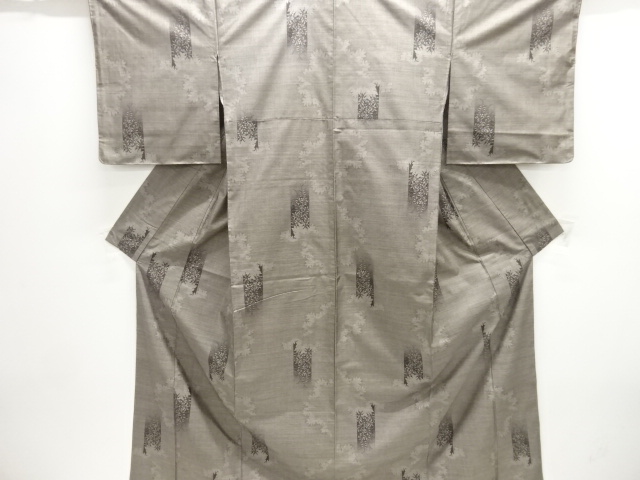 JAPANESE KIMONO / UNUSED DORO OSHIMA TSUMUGI (9 maruki) / WOVEN FLOWER & PLANT 